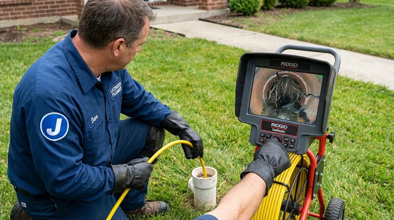 Sewer camera inspection being performed by Johns Plumbing LLC in Fort Knox