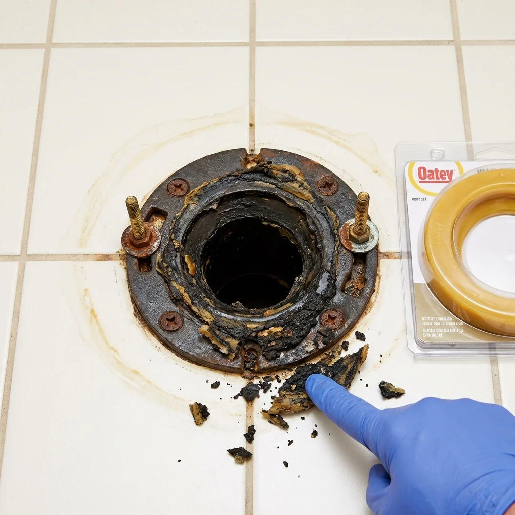 Failed wax ring showing water seepage at the base of a toilet in a Fort Knox, KY home